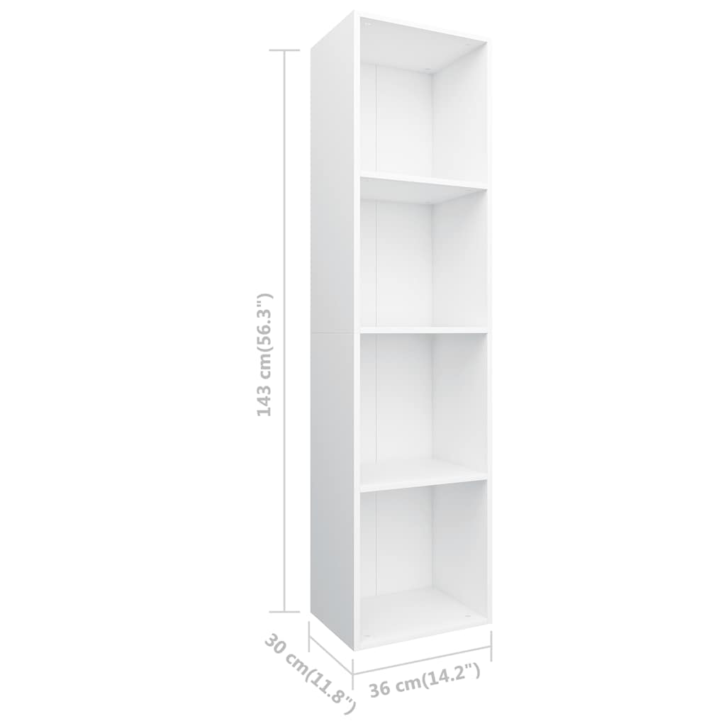 800144 vidaXL Book Cabinet/TV Cabinet White 36x30x143 cm Engineered Wood