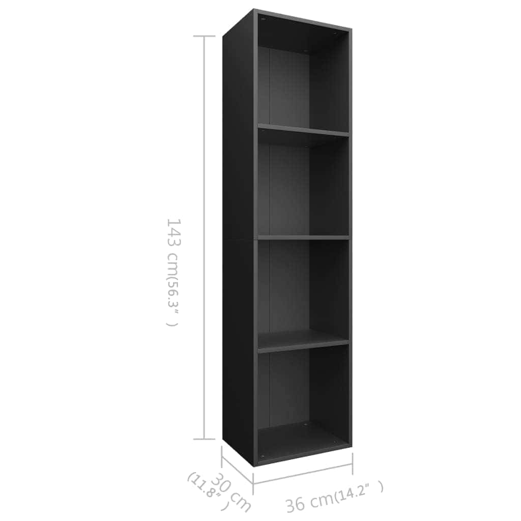 800145 vidaXL Book Cabinet/TV Cabinet Black 36x30x143 cm Engineered Wood