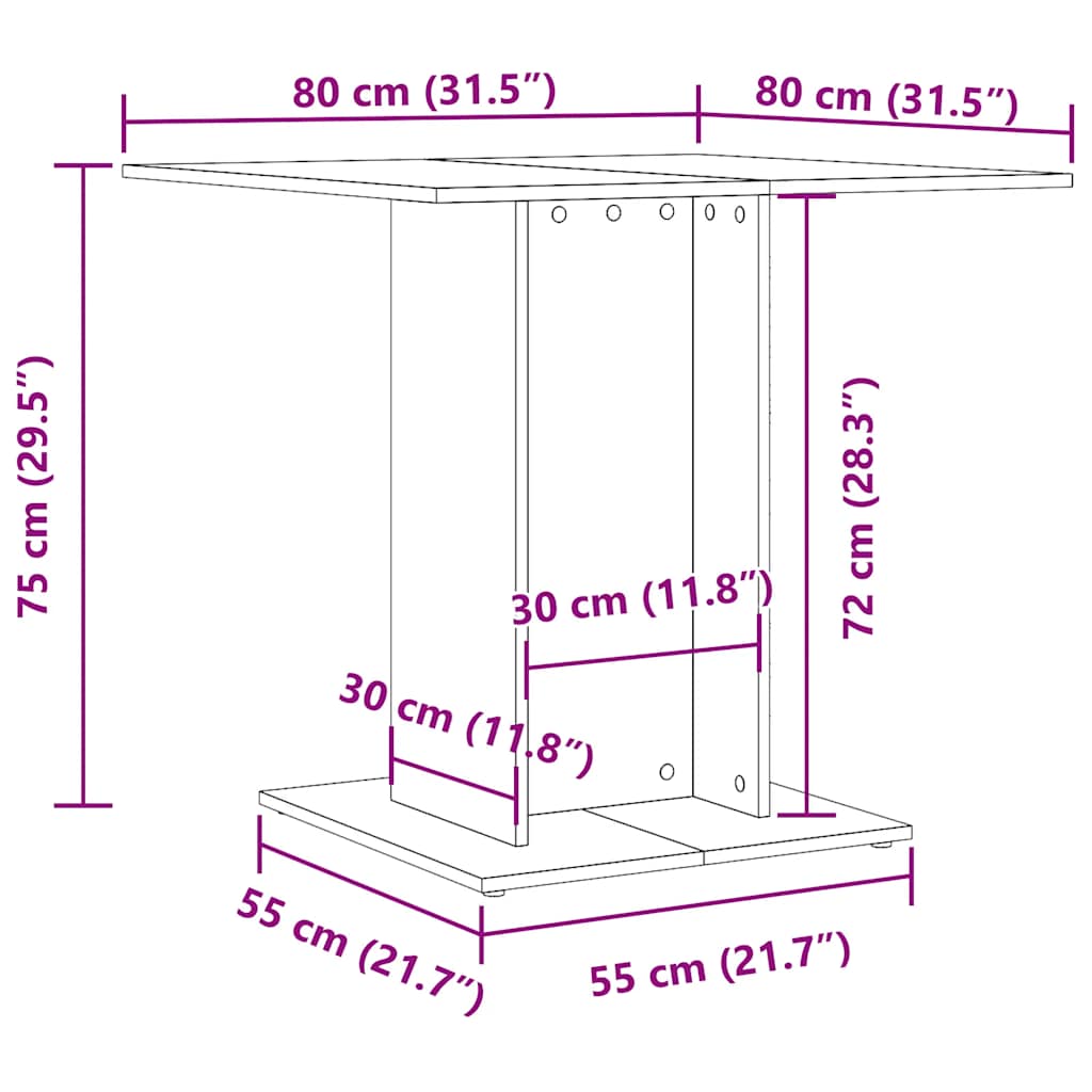 800252 vidaXL Dining Table White 80x80x75 cm Engineered Wood