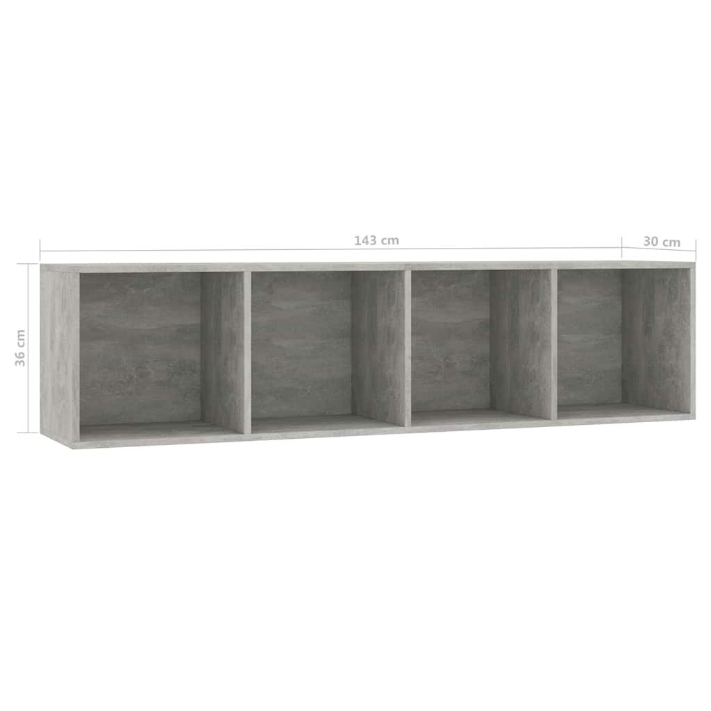 800265 vidaXL Book Cabinet/TV Cabinet Concrete Grey 143x30x36 cm