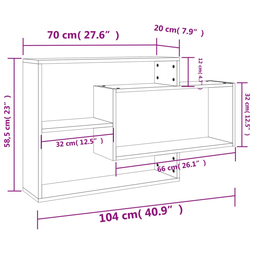 800327 vidaXL Wall Shelves Sonoma Oak 104x20x58,5 cm Engineered Wood