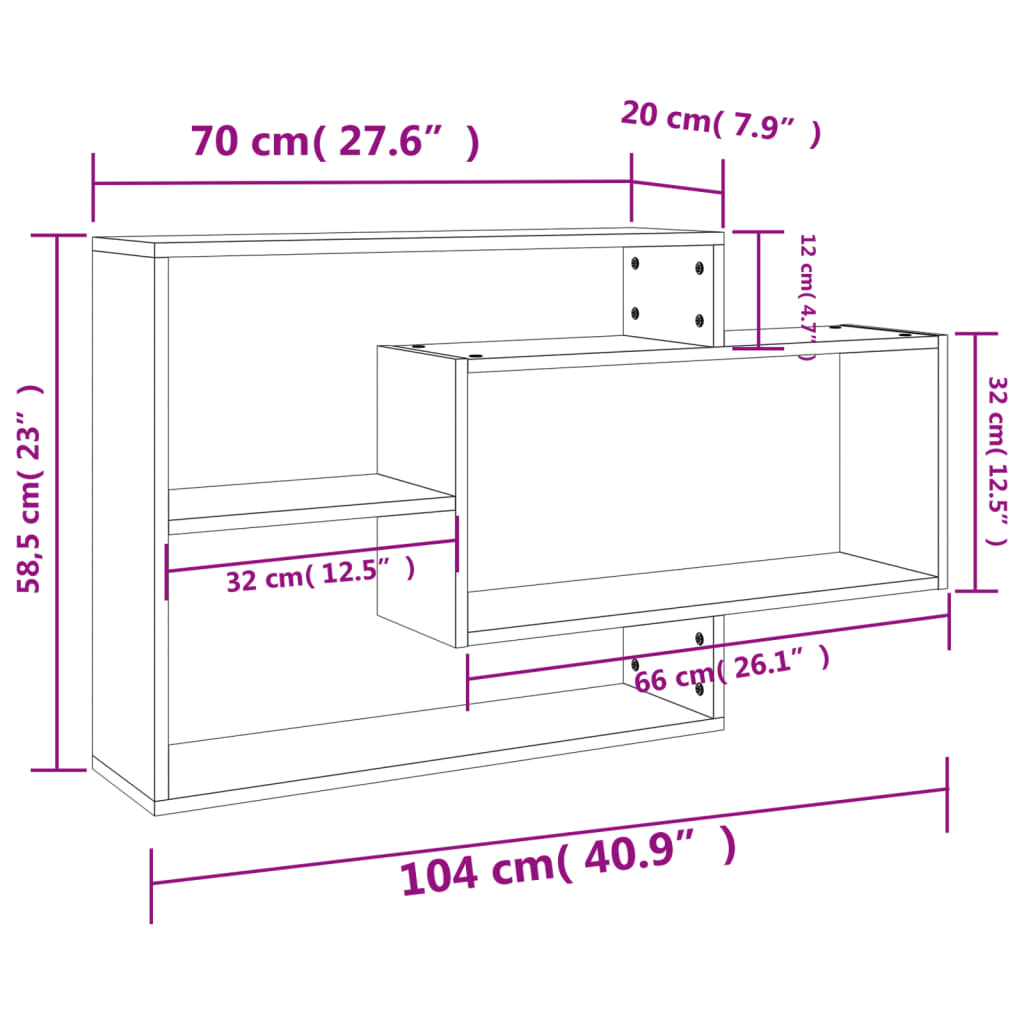 800328 vidaXL Wall Shelves Concrete Grey 104x20x58,5 cm Engineered Wood