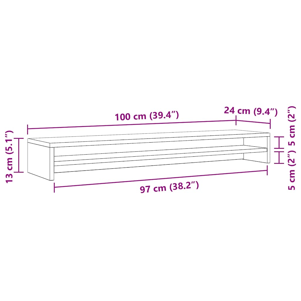 Monitor Stand White 100x24x13 cm Engineered Wood