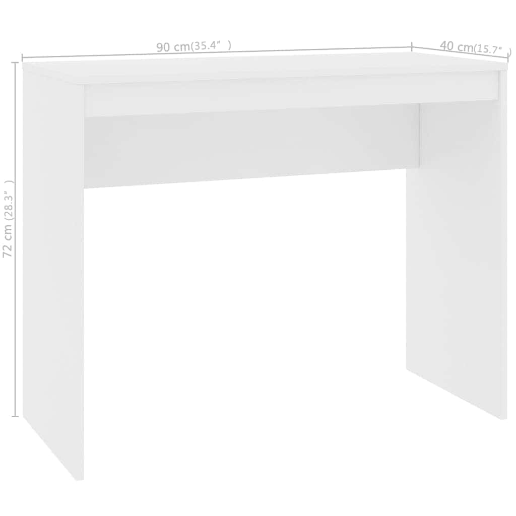 800378 vidaXL Desk White 90x40x72 cm Engineered Wood
