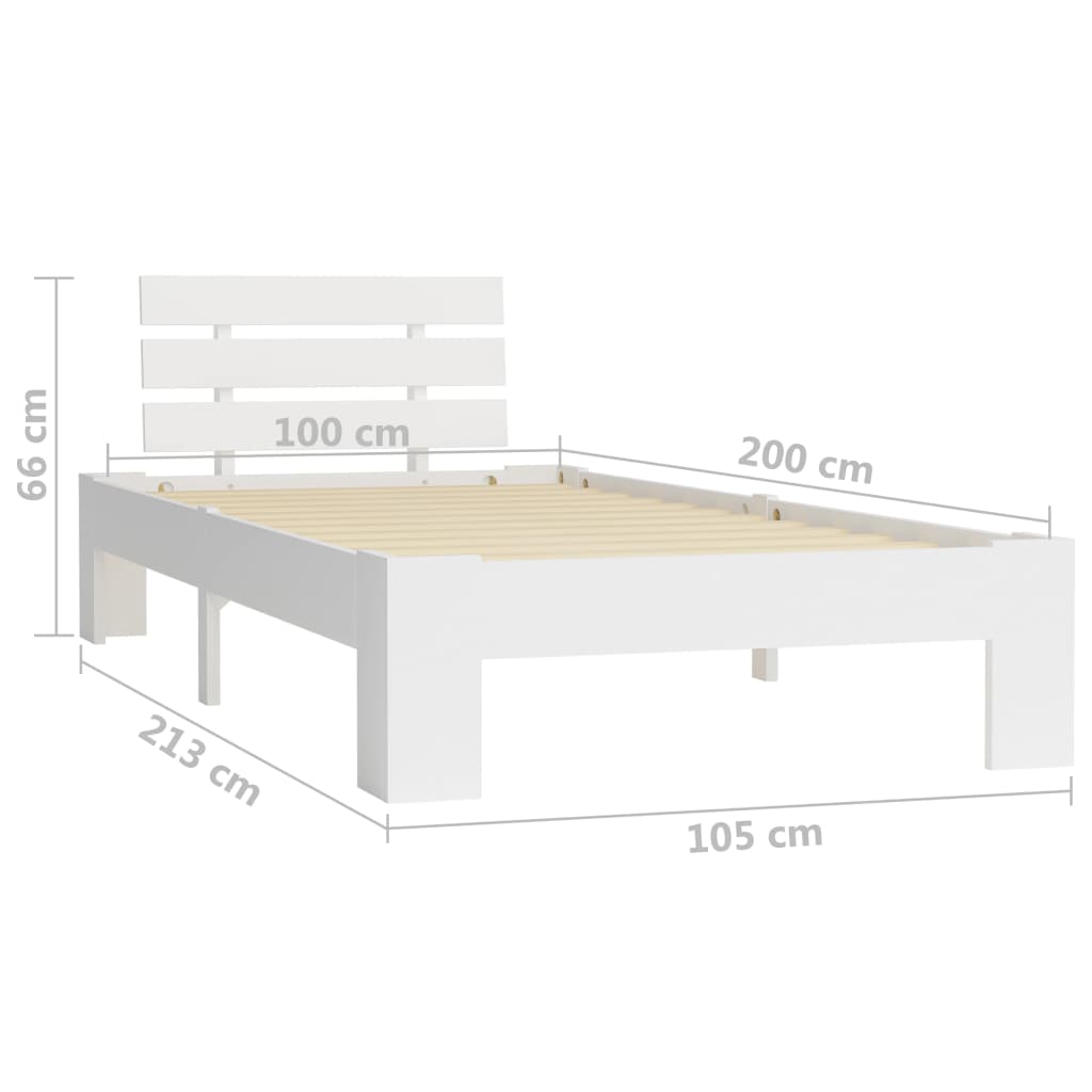 Bed Frame | White | Solid pine wood, plywood | Single | Durable