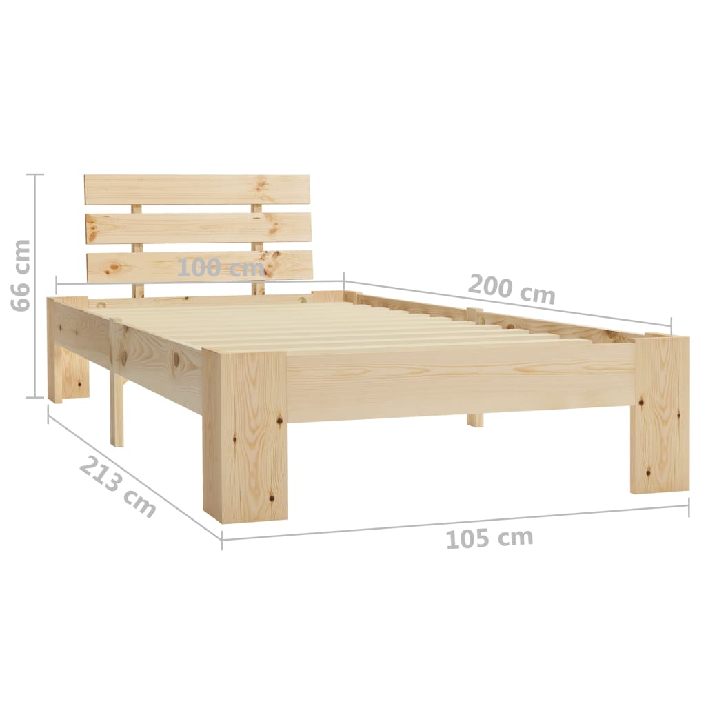 Bed Frame | Natural | Solid Pine Wood, Plywood | Single | Durable