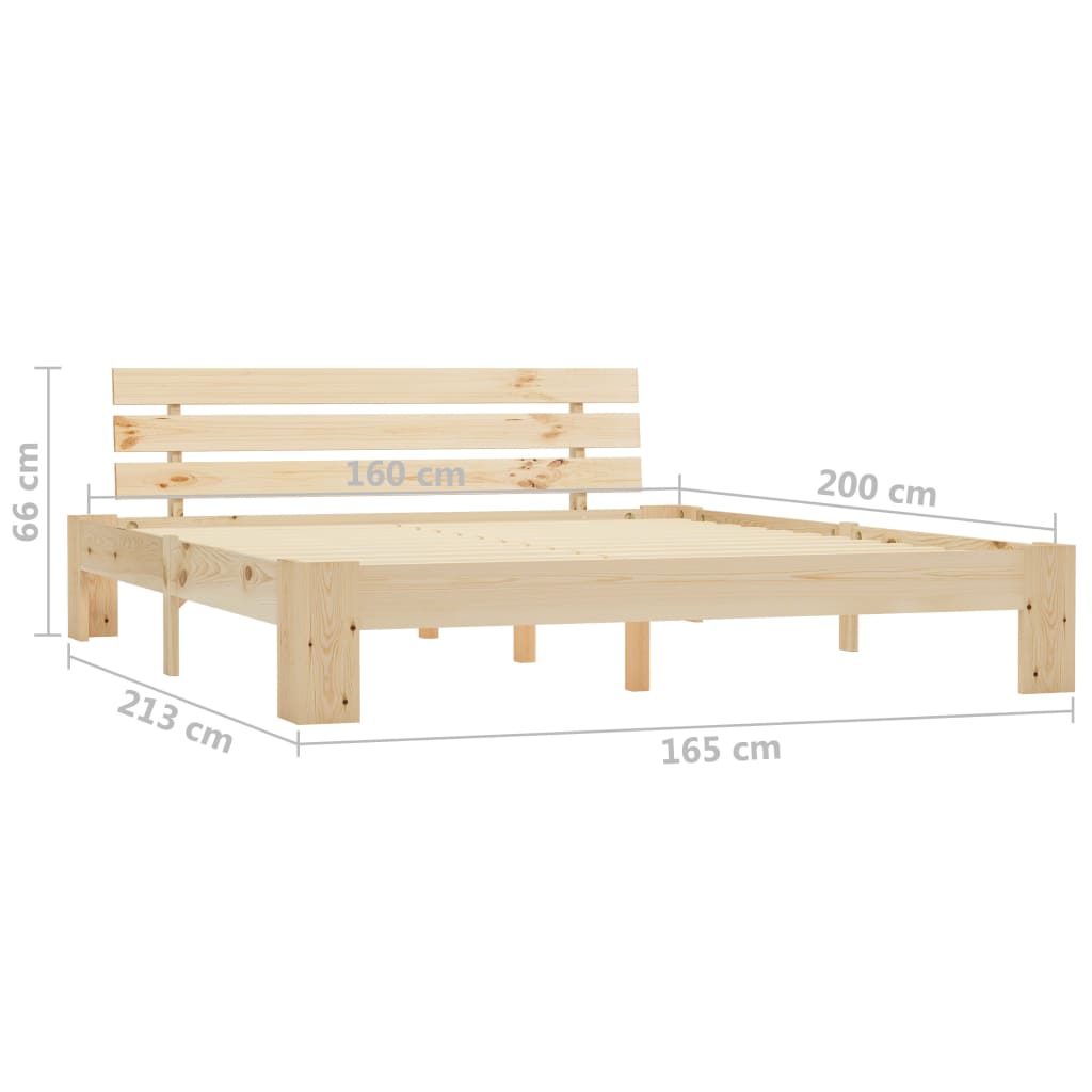 Bed Frame without Mattress 160x200cm Solid Wood Pine