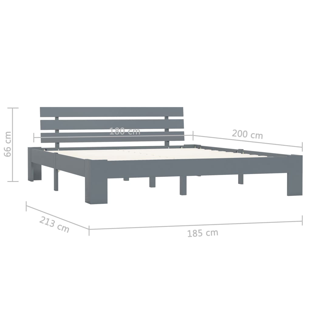 Bed Frame | Grey | Solid pine wood and plywood | Super King | Durable