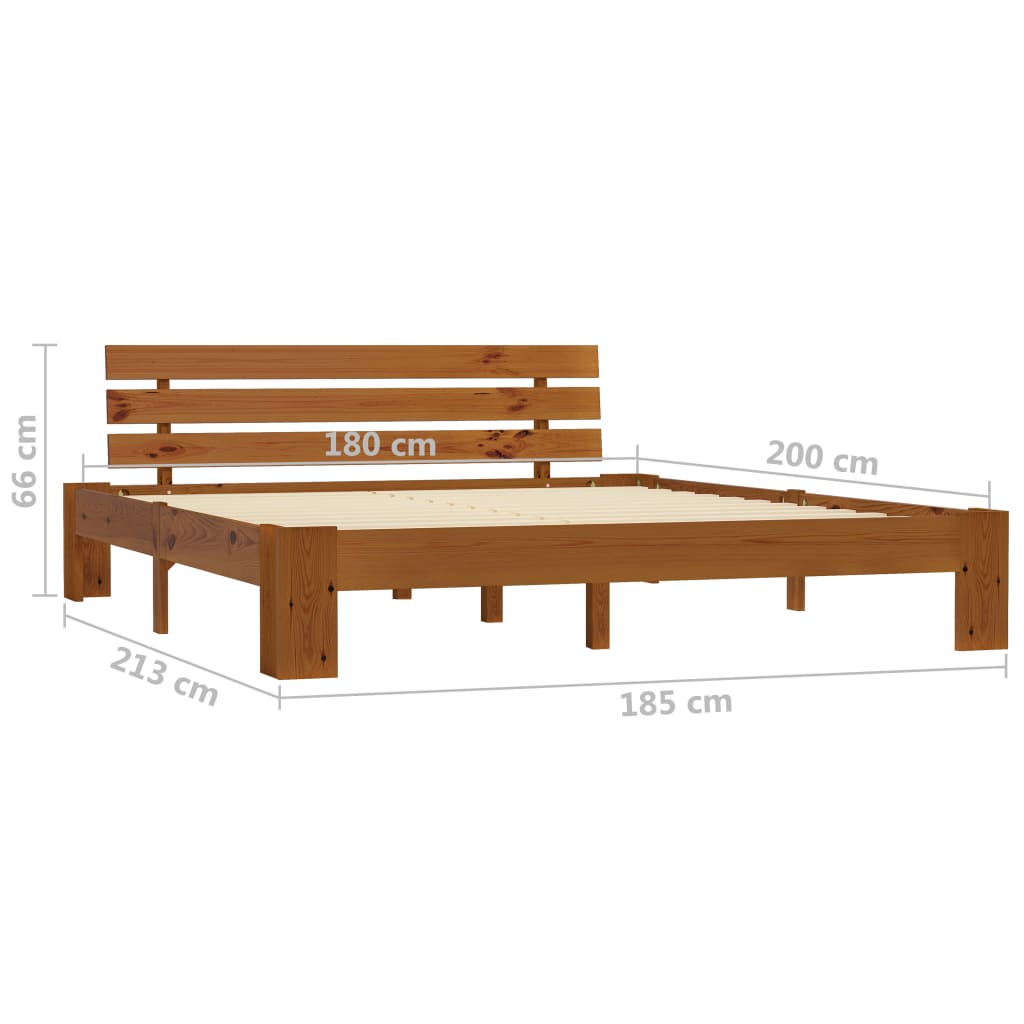 Bed Frame | Honey brown | Solid pine wood, plywood slats | Super King