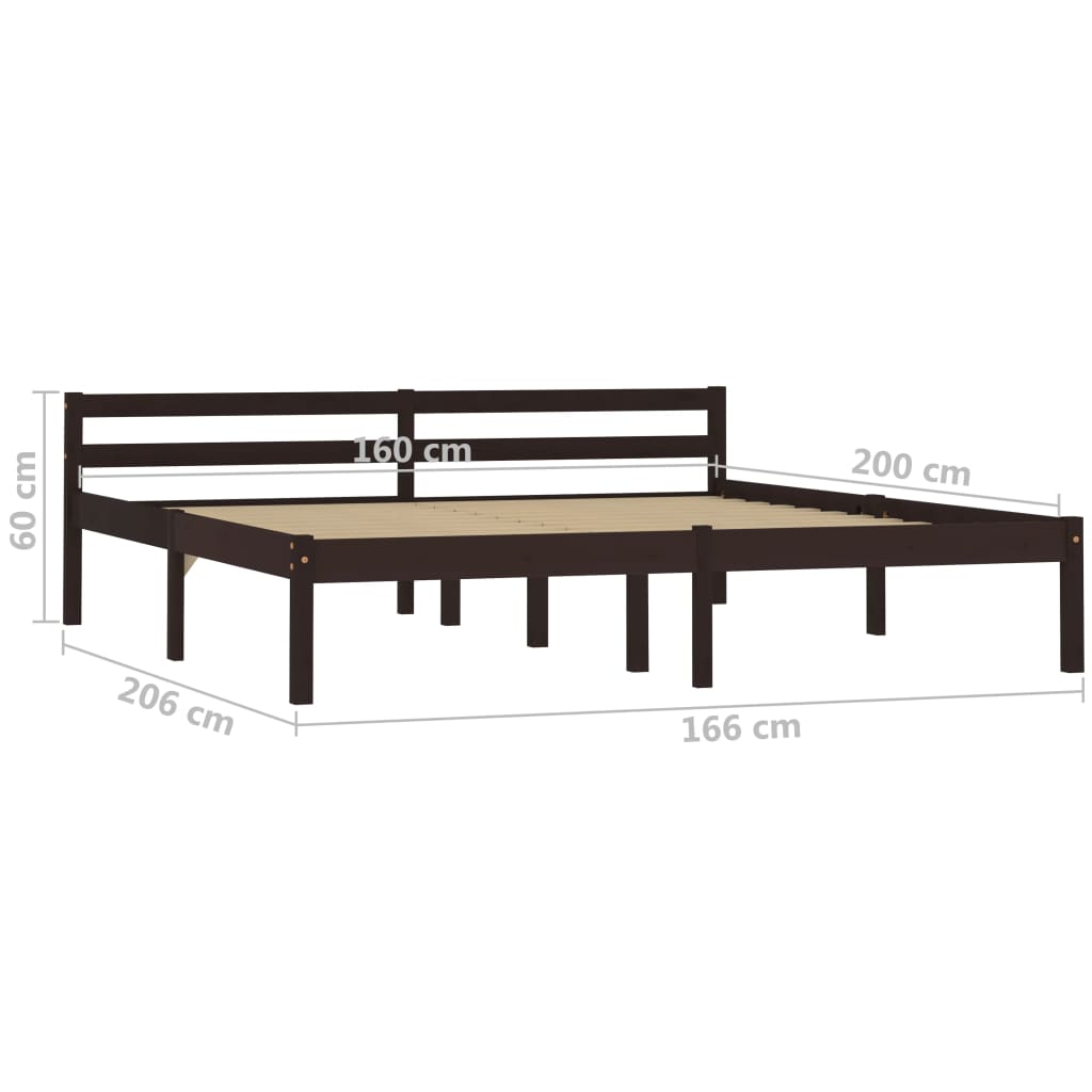 Bed Frame | Dark brown | Solid pine wood | Double | Durable | Bed Frame