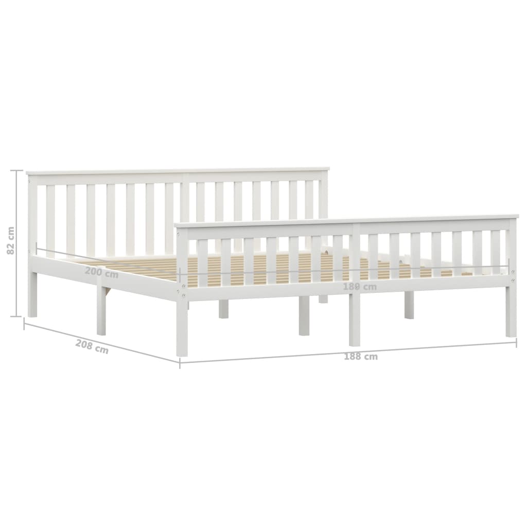 Bed Frame | White | Solid pinewood frame, plywood slats | Super King