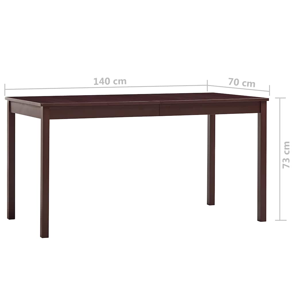 283401 vidaXL Dining Table Dark Brown 140x70x73 cm Pinewood