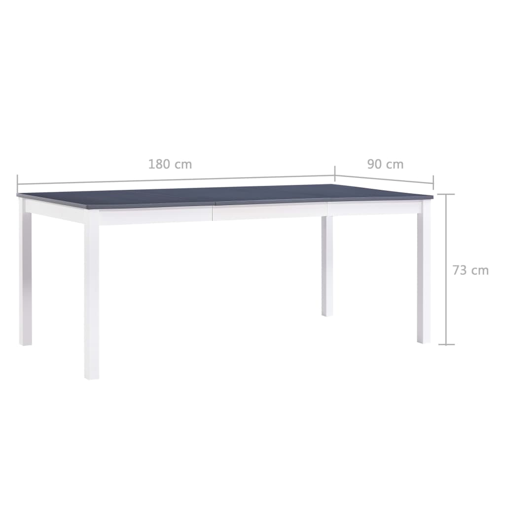 283406 vidaXL Dining Table White and Grey 180x90x73 cm Pinewood