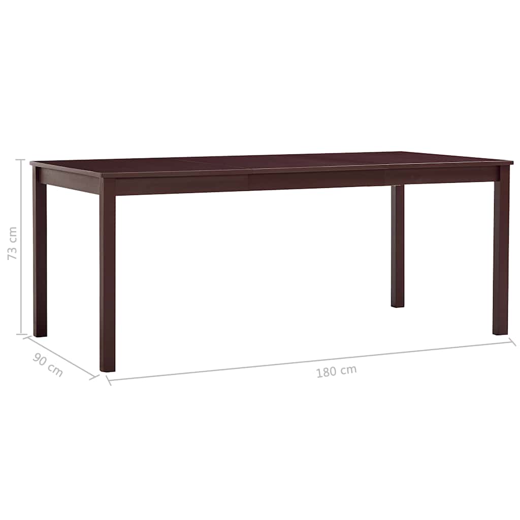 283407 vidaXL Dining Table Dark Brown 180x90x73 cm Pinewood
