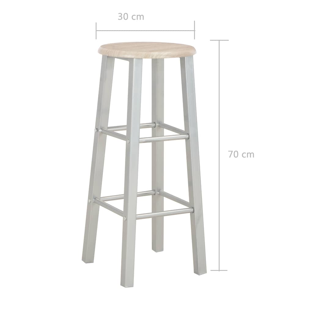 284398 vidaXL 3 Piece Bar Set Wood and Steel