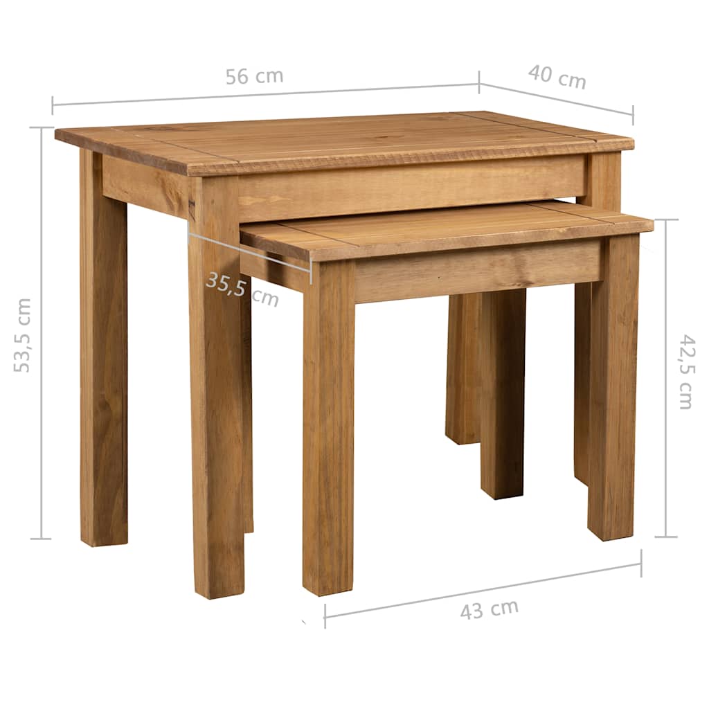 282676 vidaXL Nesting Tables 2 pcs Solid Pine Wood Panama Range