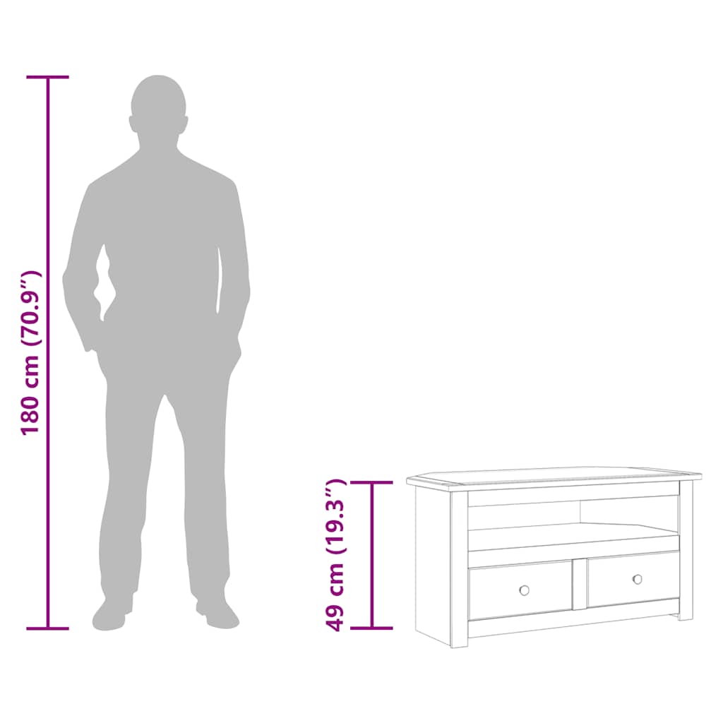 282687 vidaXL Corner TV Cabinet White 93x49x49 cm Solid Pine Panama Range