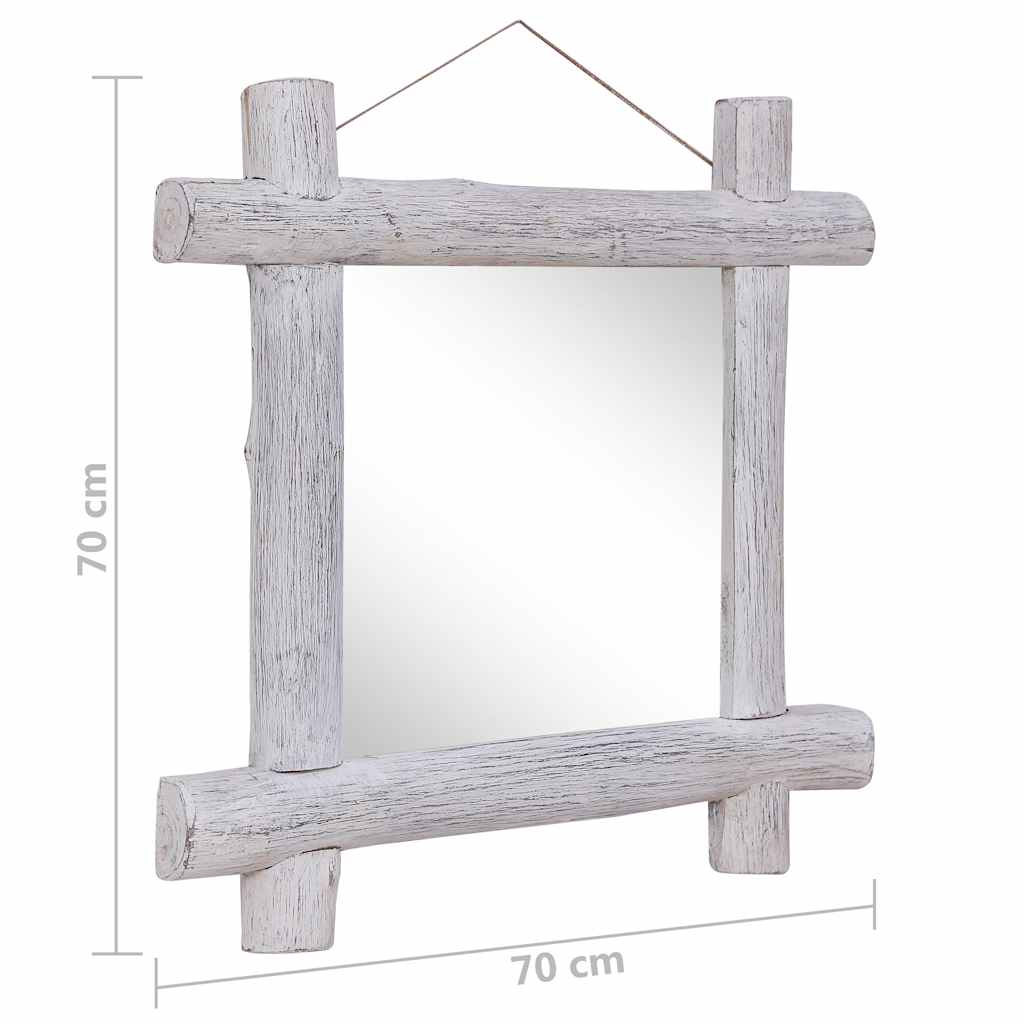 283932 vidaXL Log Mirror White 70x70 cm Solid Reclaimed Wood