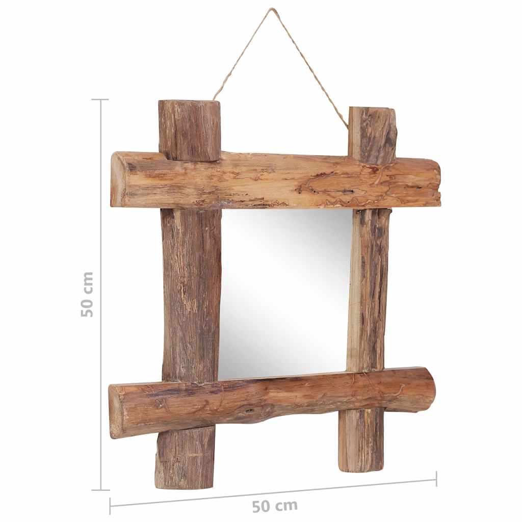 283933 vidaXL Log Mirror Natural 50x50 cm Recycled Teak Wood