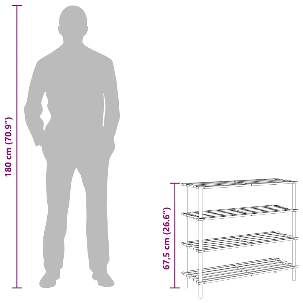4-Tier Shoe Rack Solid Fir Wood