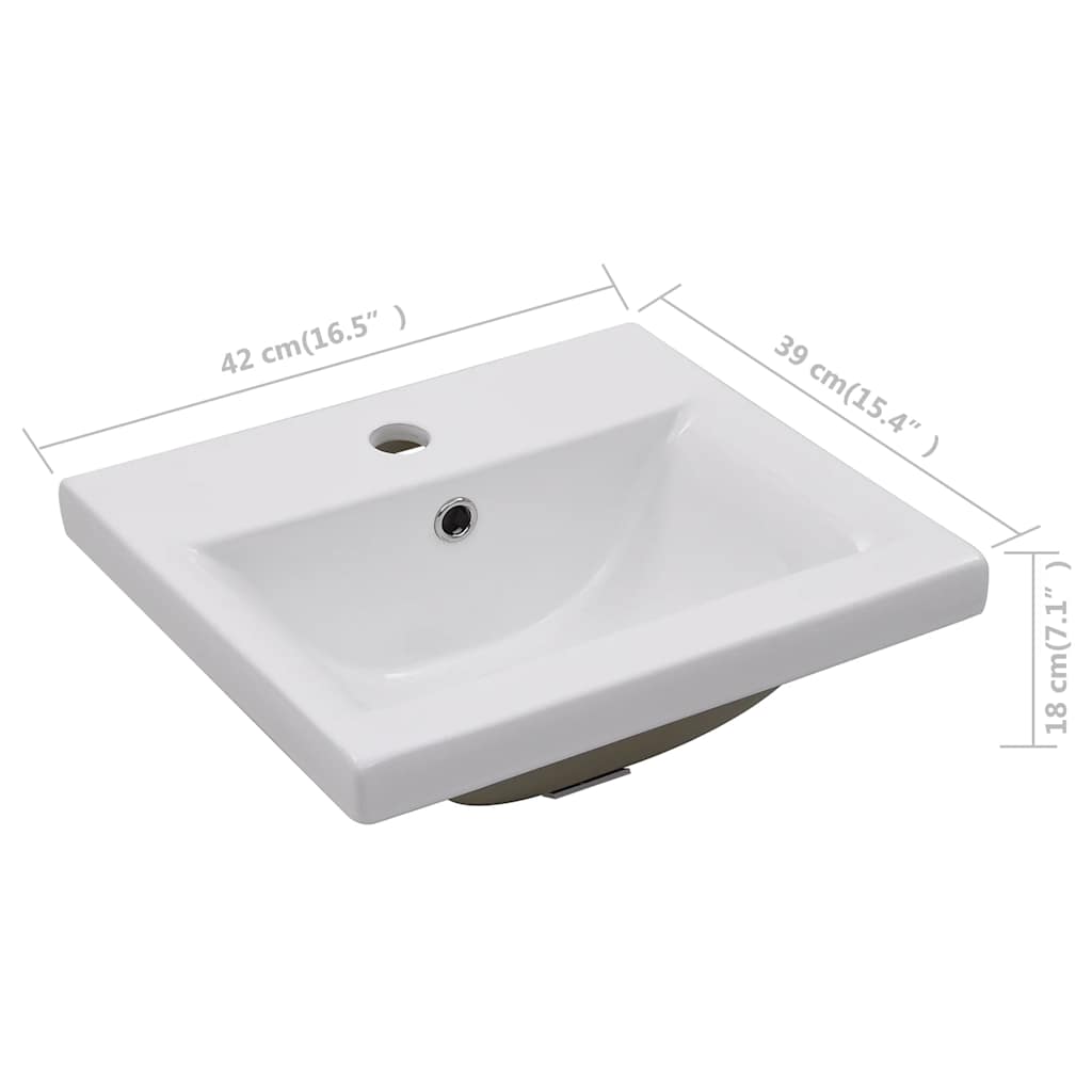 145060 vidaXL Built-in Basin 42x39x18 cm Ceramic White