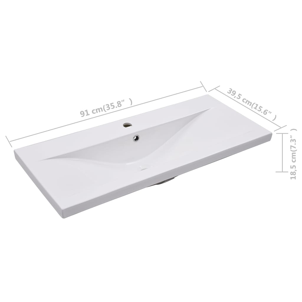 145063 vidaXL Built-in Basin 91x39,5x18,5 cm Ceramic White