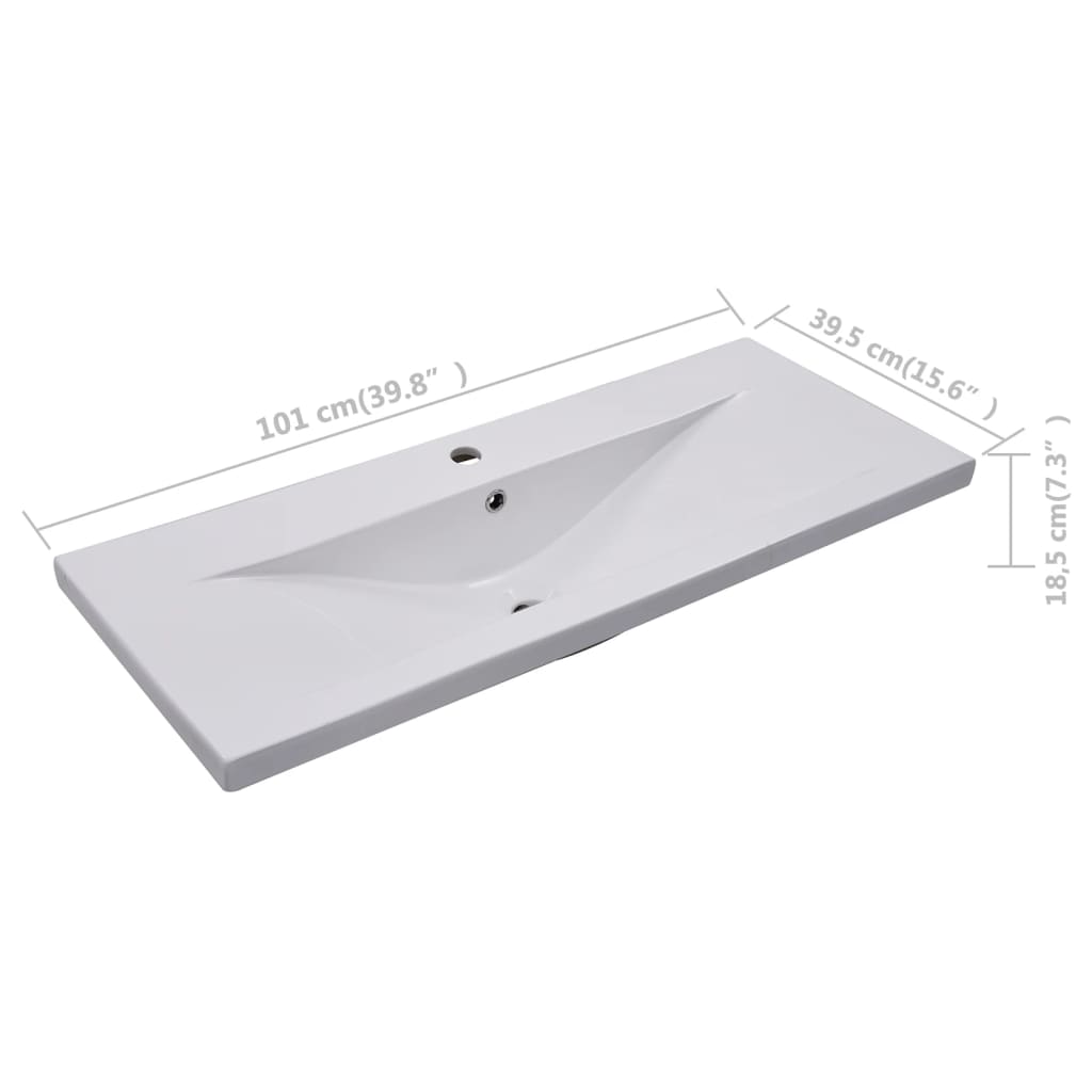 145064 vidaXL Built-in Basin 101x39,5x18,5 cm Ceramic White