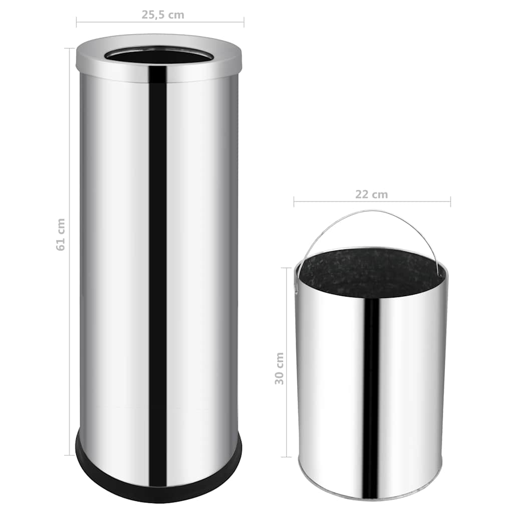 51094 vidaXL Waste Bin Hotel Stainless Steel 32 L