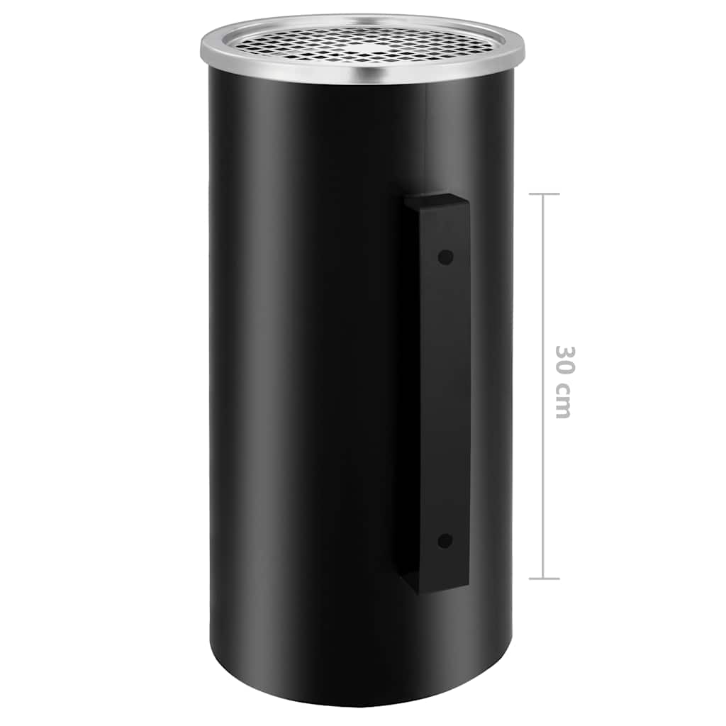Wall Ashtray Dustbin Steel 26 L Black