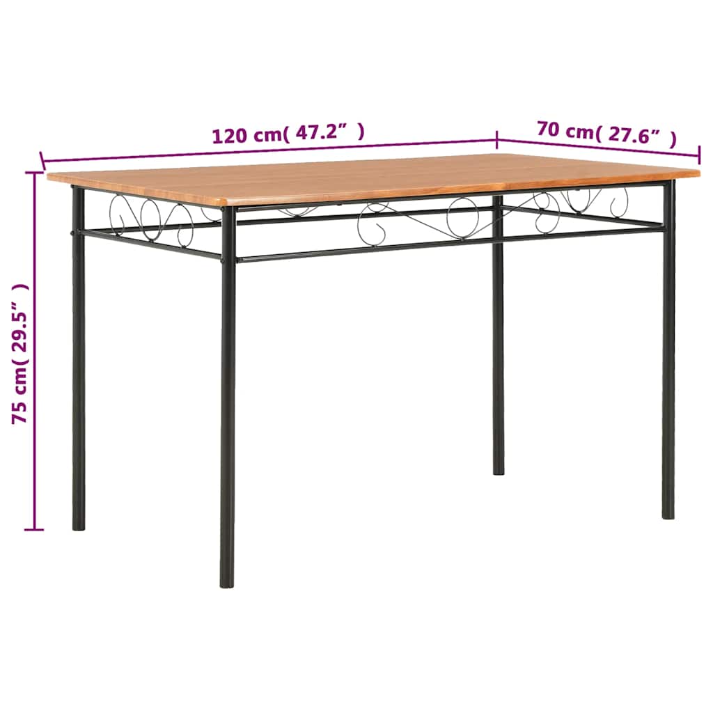 281402 vidaXL Dining Table Brown 120x70x75 cm MDF