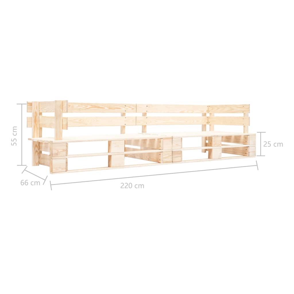 Pallet Bench | Natural Wood | Impregnated pinewood | 220 cm | Durable