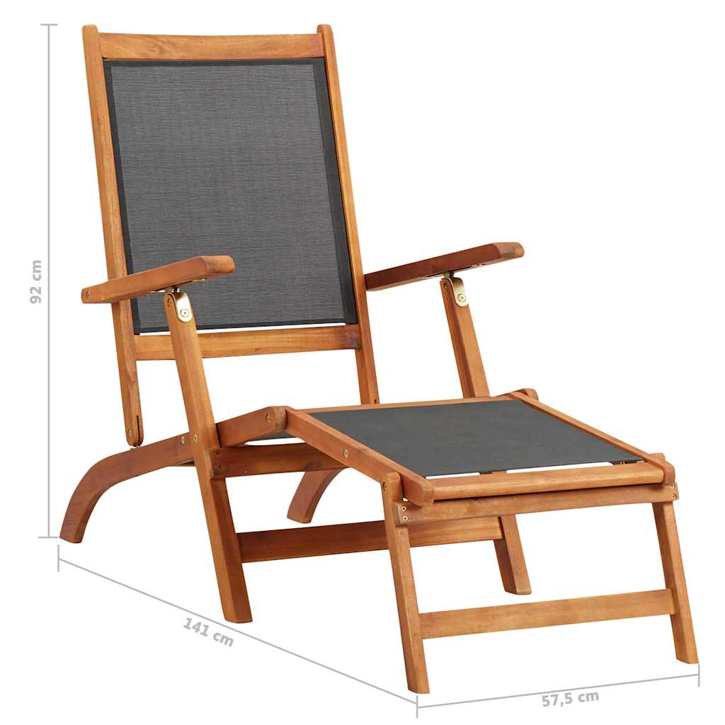 45958 vidaXL Outdoor Deck Chair Solid Acacia Wood and Textilene