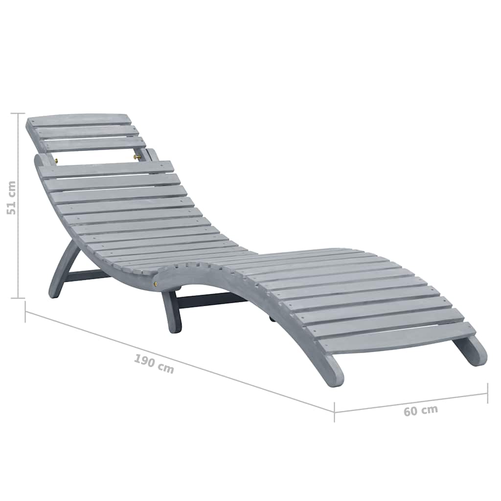 45959 vidaXL Sun Lounger Grey Wash Solid Acacia Wood