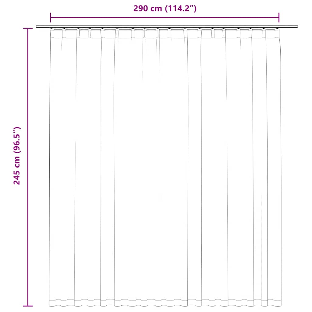 Blackout Curtain with Hooks Black 290x245 cm