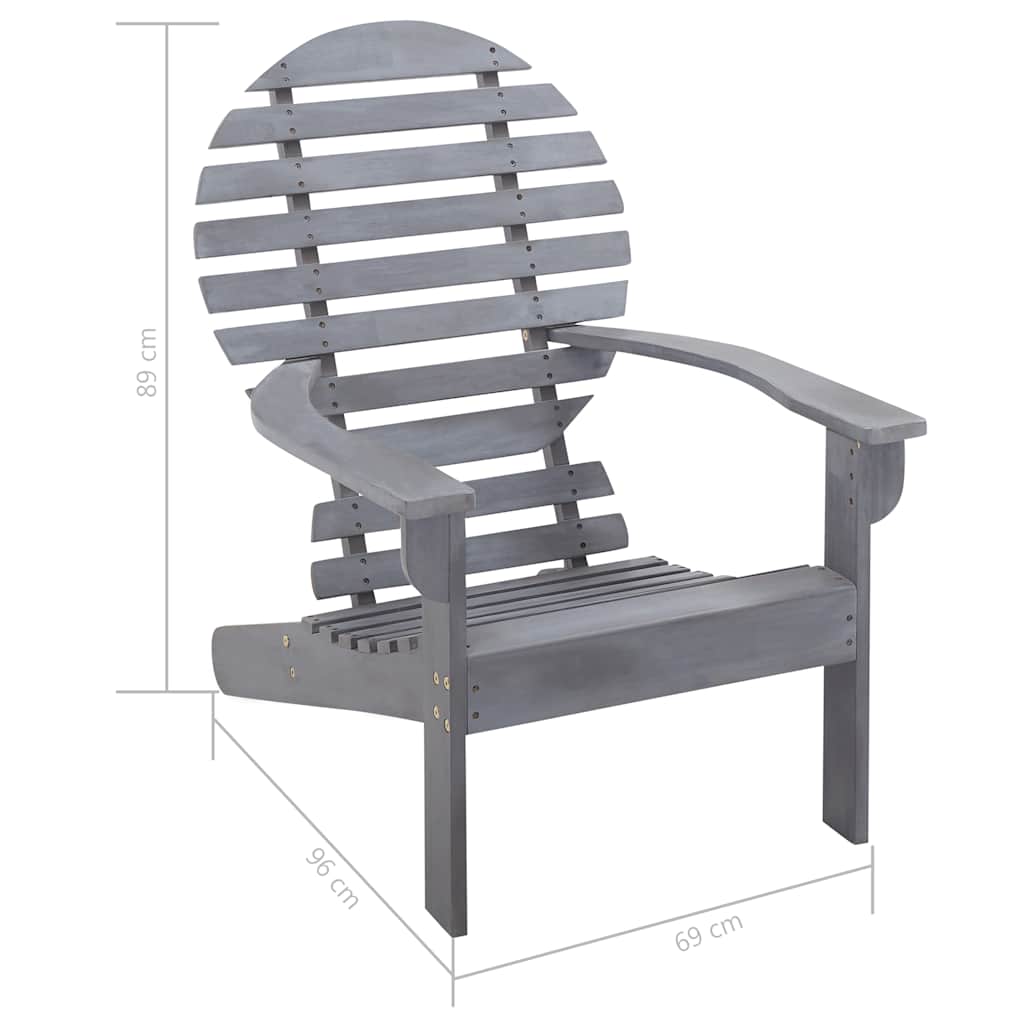 46322 vidaXL Adirondack Chair Solid Acacia Wood Grey