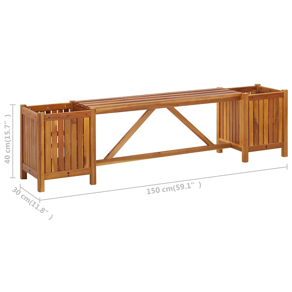 vidaXL Garden Bench with 2 Planters 150x30x40 cm Solid Acacia Wood