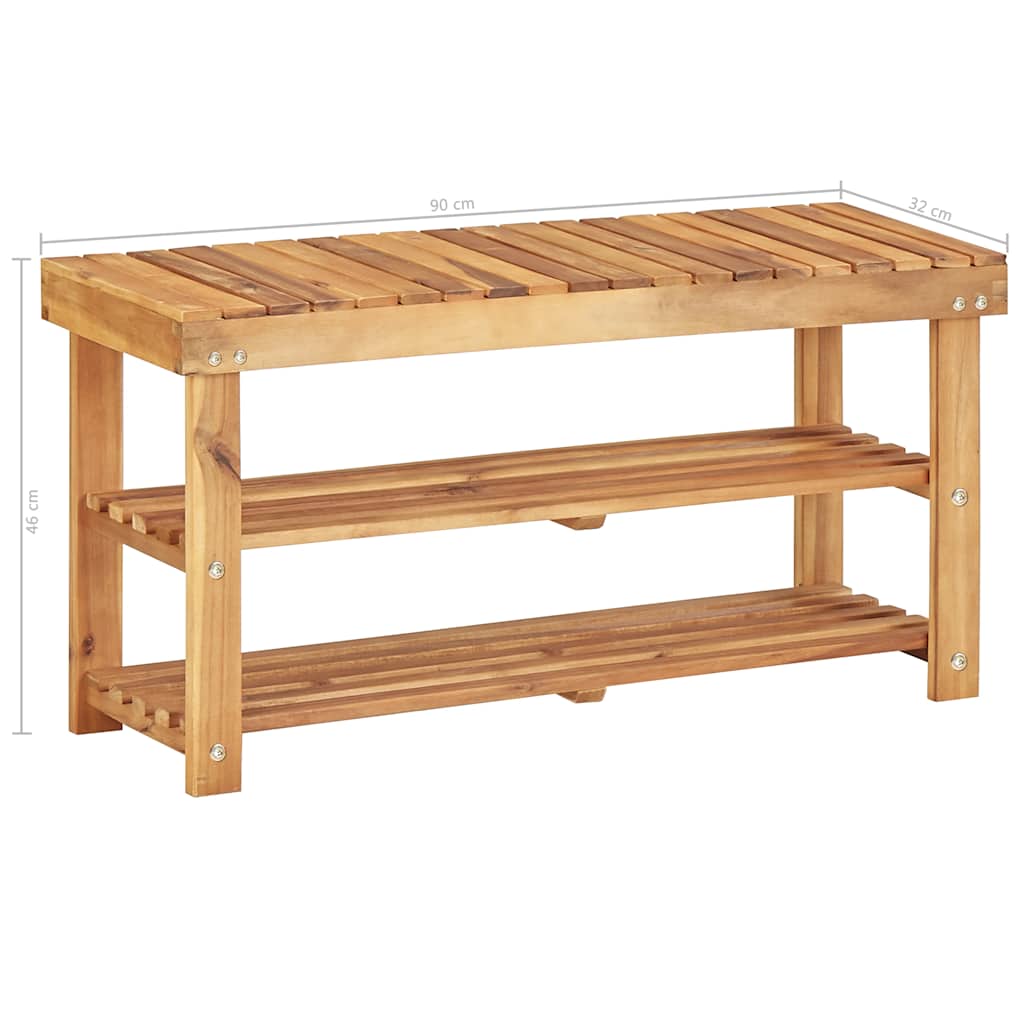 45931 vidaXL Shoe Rack 90x32x46 cm Solid Acacia Wood