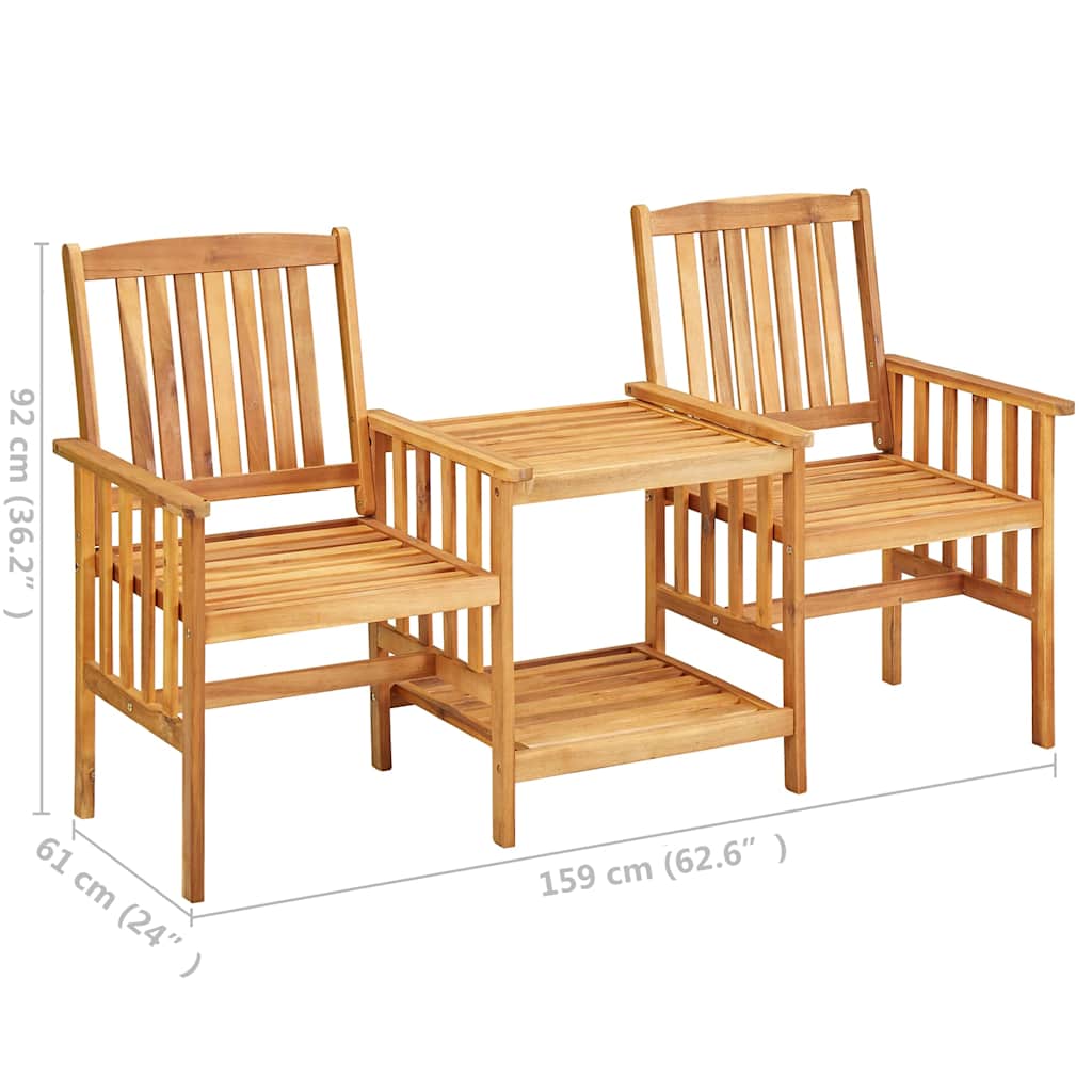 45933 vidaXL Garden Chairs with Tea Table 159x61x92 cm Solid Acacia Wood