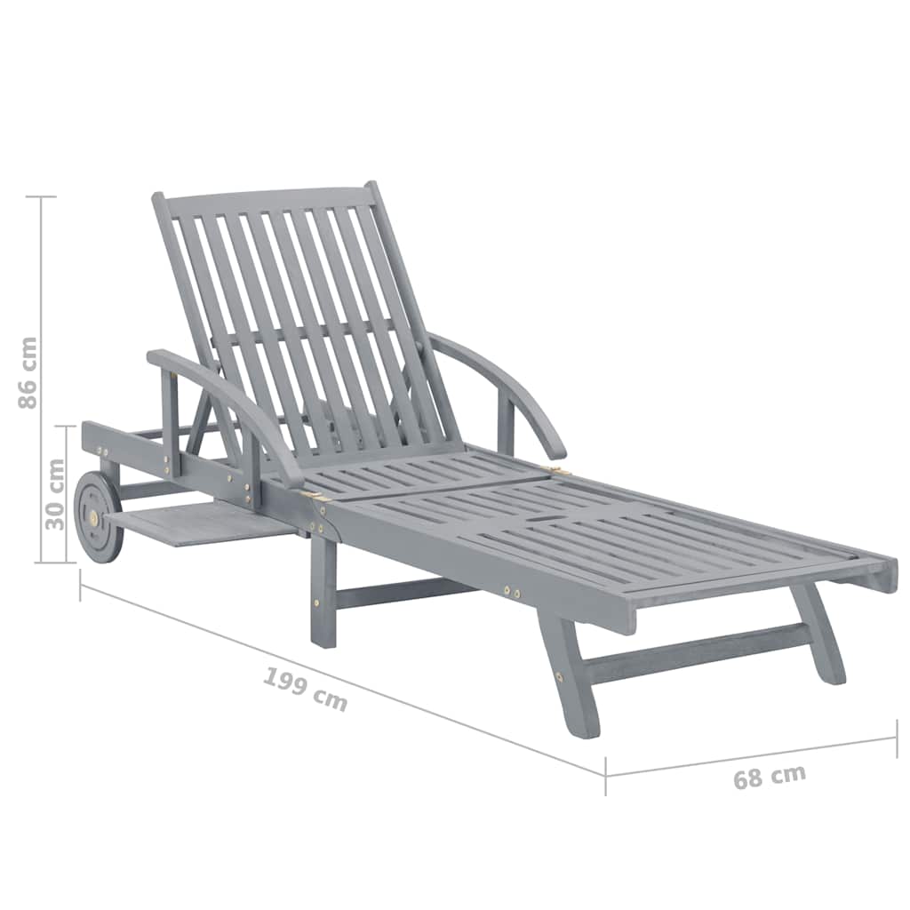45939 vidaXL Garden Sun Lounger Grey Solid Acacia Wood