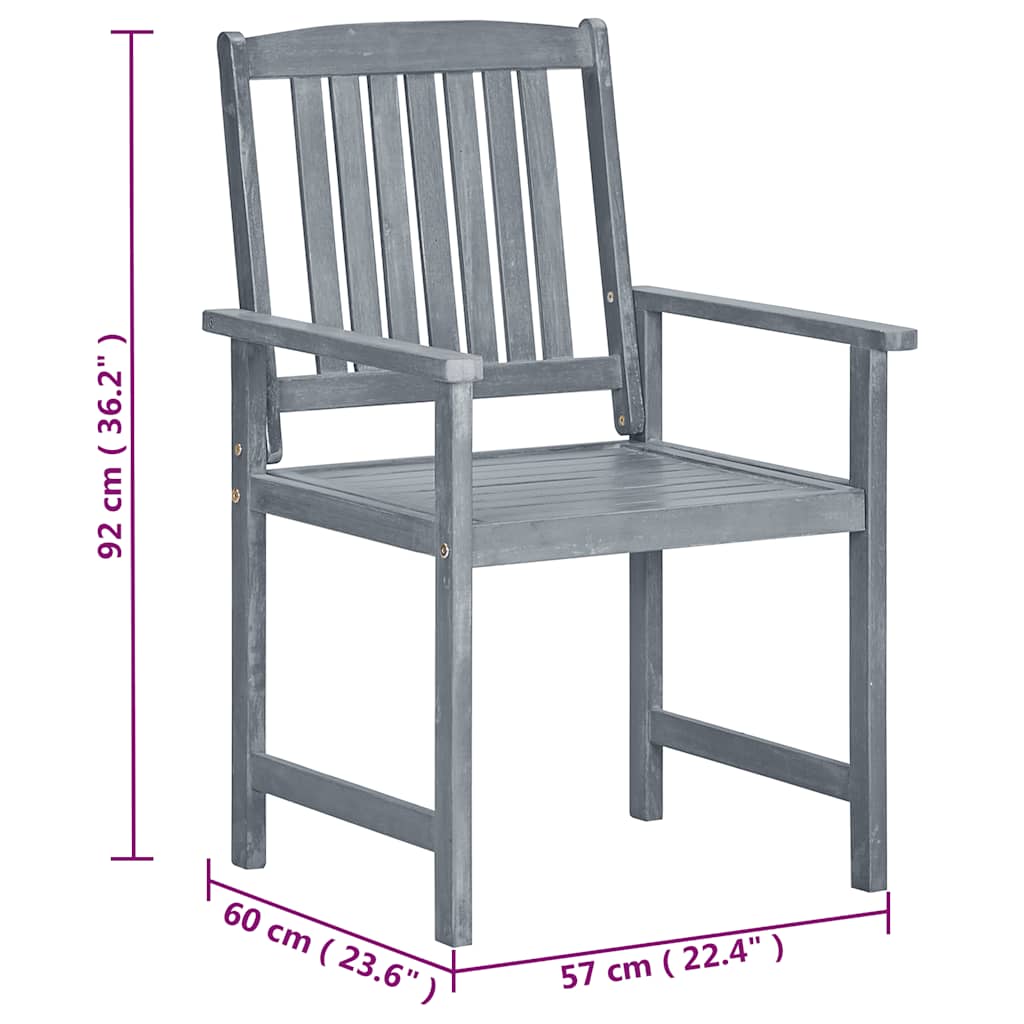 45944 vidaXL Garden Chairs 2 pcs Grey Solid Acacia Wood