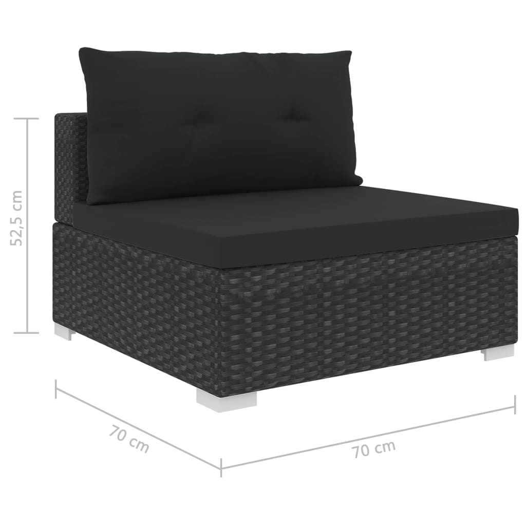 46745 vidaXL 6 Piece Garden Lounge Set with Cushions Poly Rattan Black
