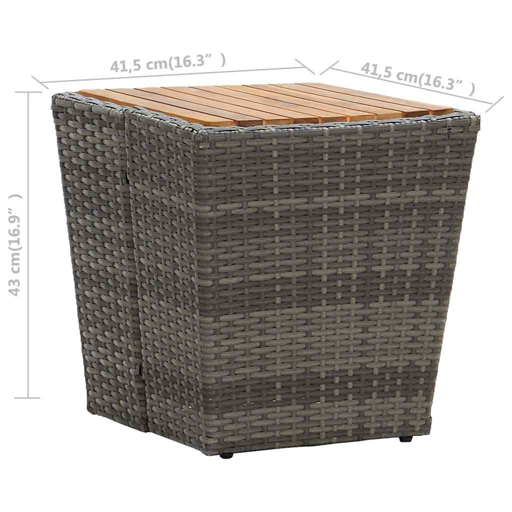 46198 vidaXL Tea Table Grey 41,5x41,5x43 cm Poly Rattan and Solid Acacia Wood