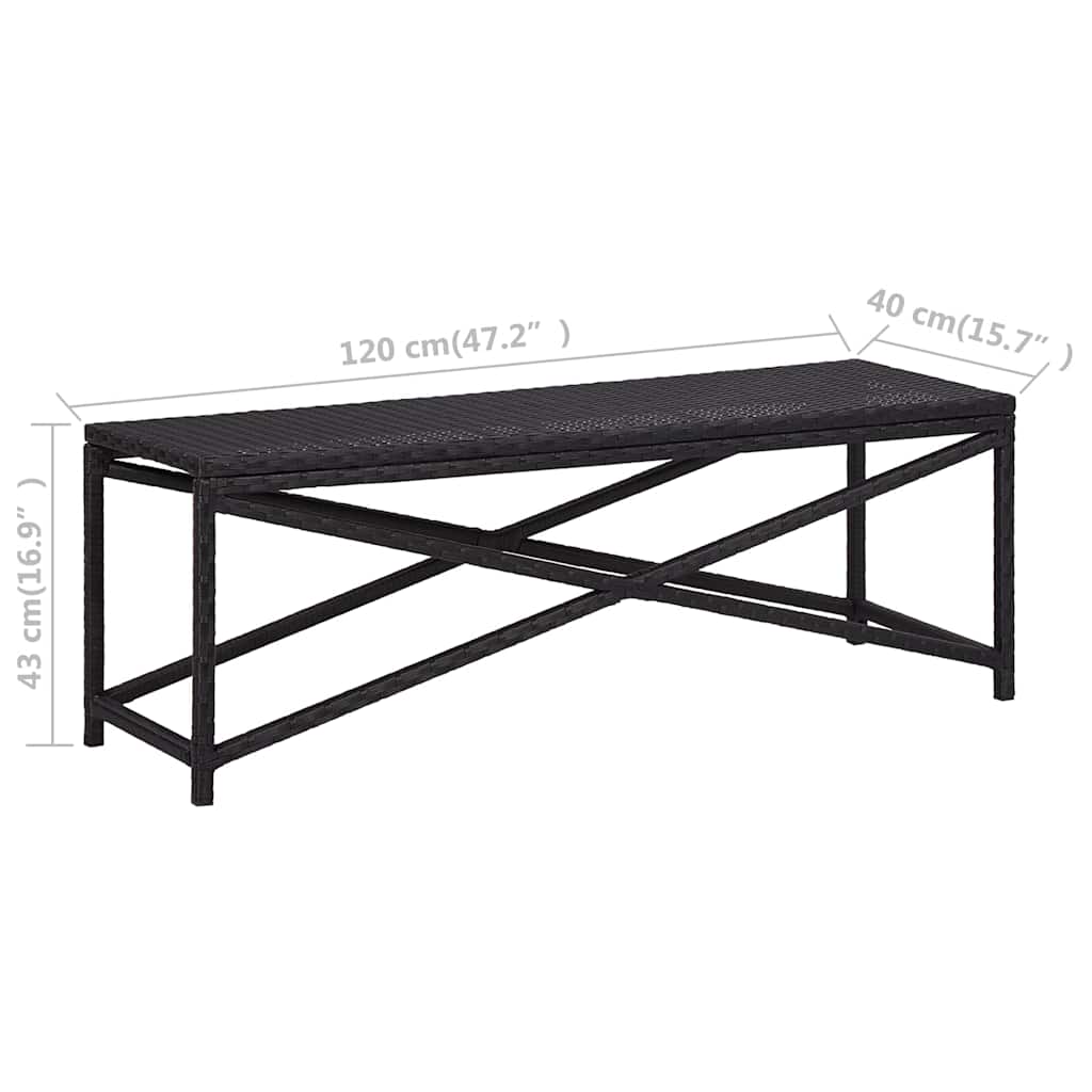 46210 vidaXL Garden Bench 120 cm Poly Rattan Black