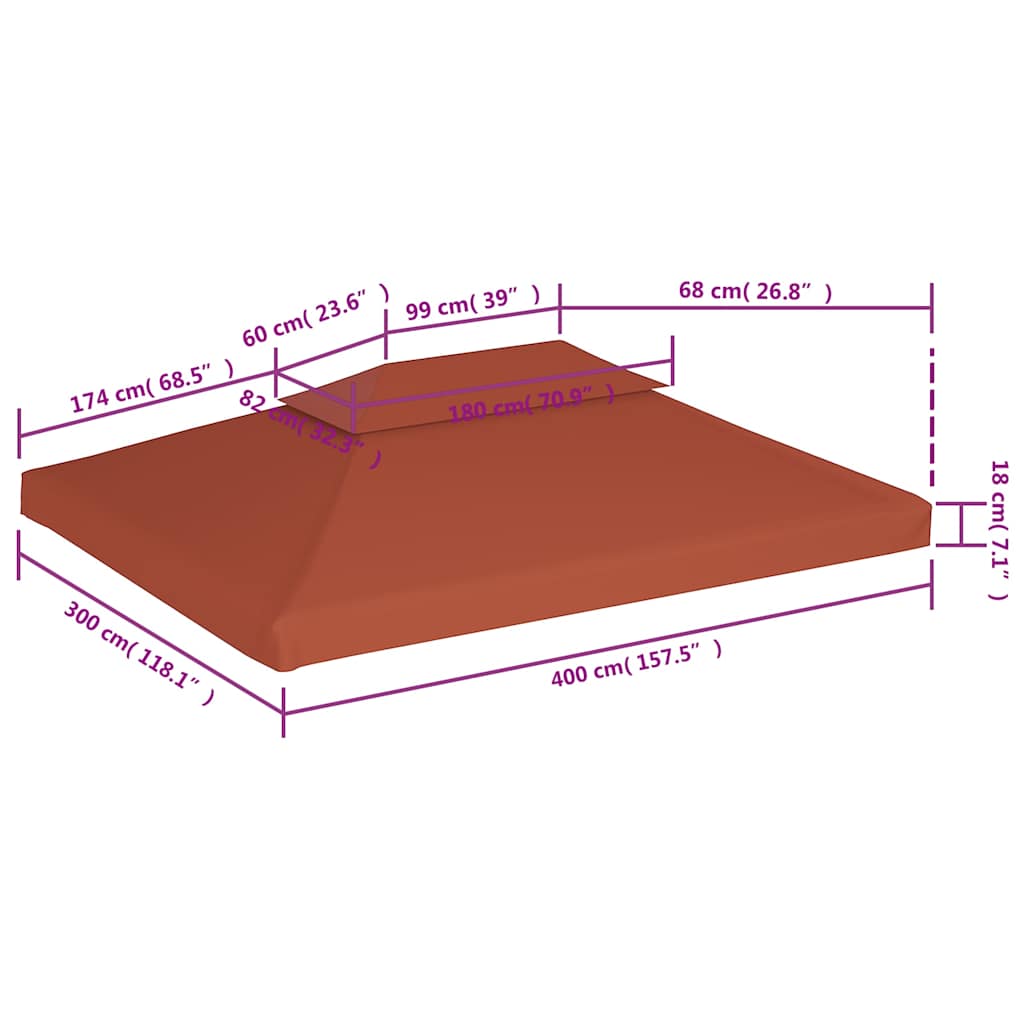 46618 vidaXL 2-Tier Gazebo Top Cover 310 g/m² 4x3 m Terracotta