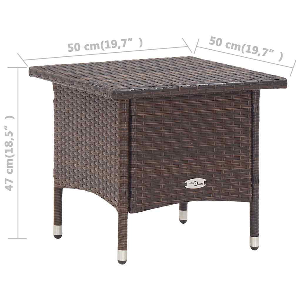46251 vidaXL Tea Table Brown 50x50x47 cm Poly Rattan