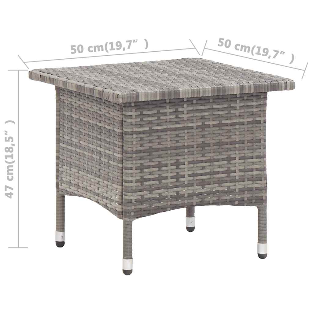 46252 vidaXL Tea Table Grey 50x50x47 cm Poly Rattan