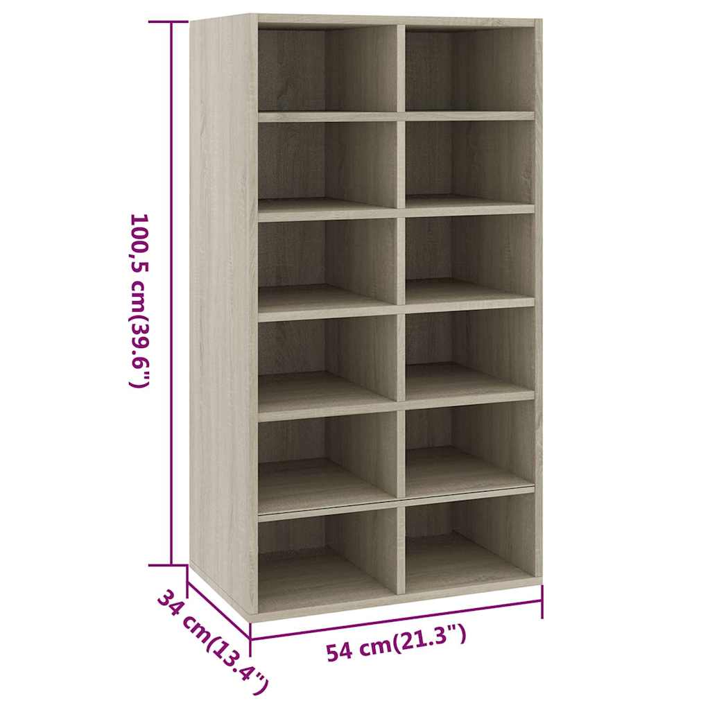 800399 vidaXL Shoe Rack Sonoma Oak 54x34x100,5 cm Engineered Wood