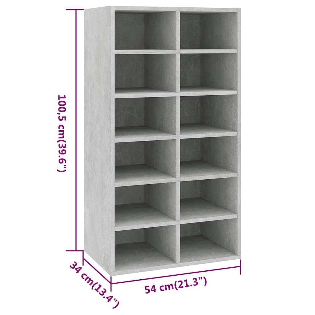 800400 vidaXL Shoe Rack Concrete Grey 54x34x100,5 cm Engineered Wood