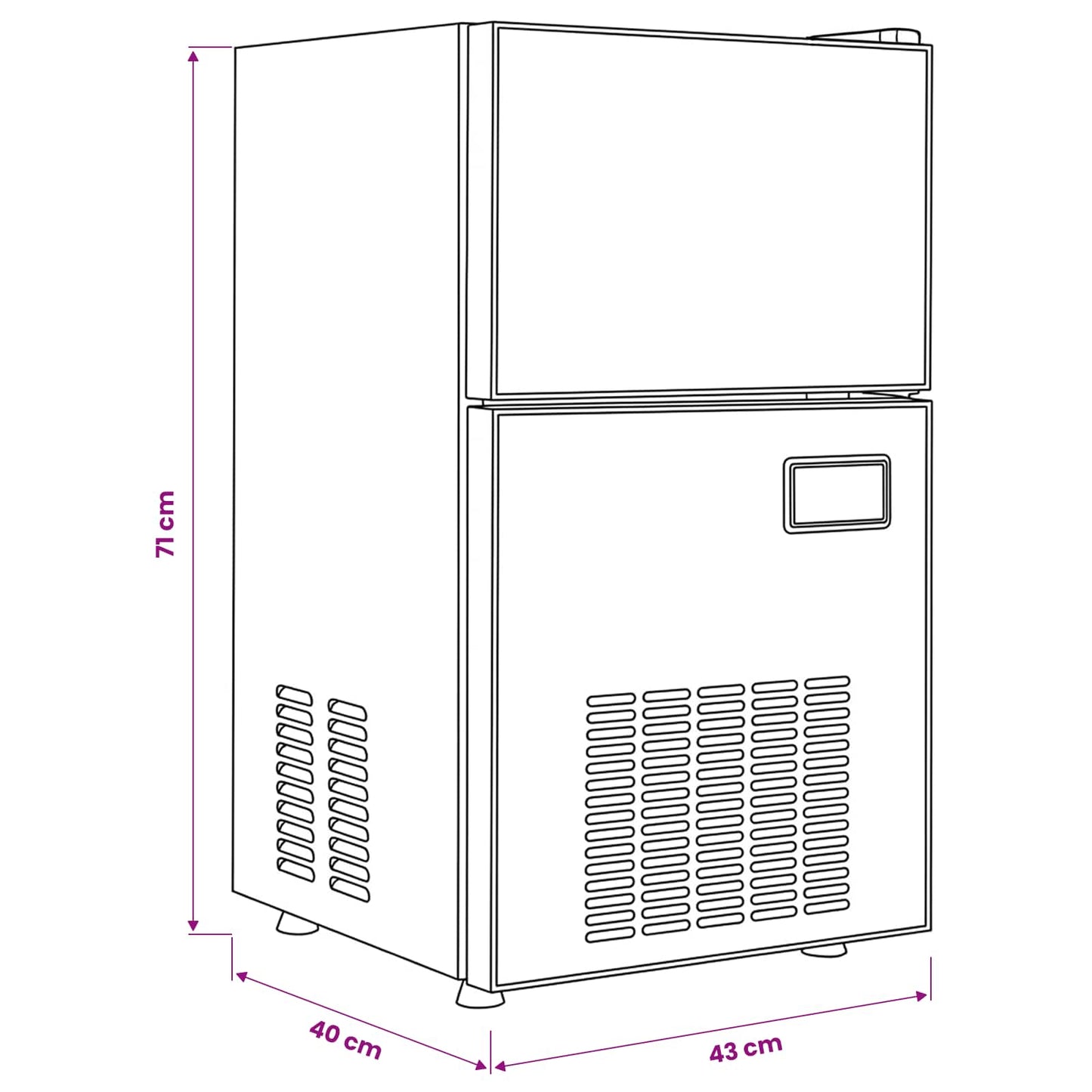 Ice Cube Maker with Door Silver 43 x 40 x 71 cm Stainless Steel