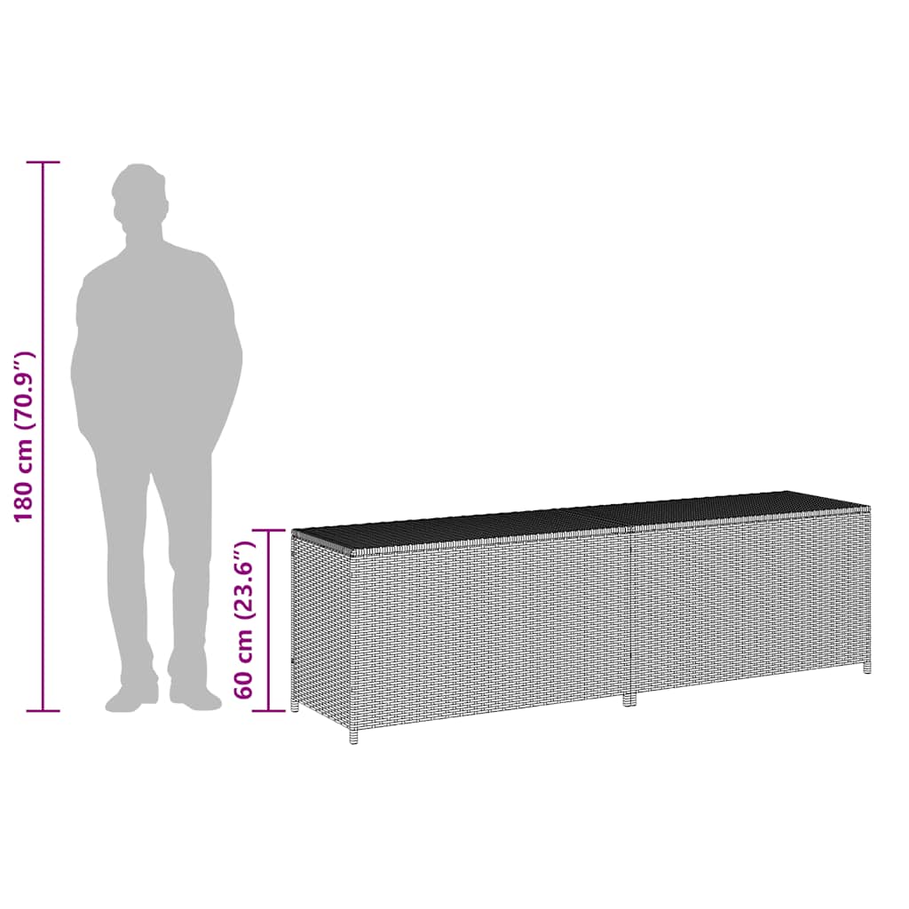 Storage Chest | Black | Poly Rattan, Powder-Coated Steel | Large